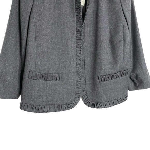 NWT Talbots Gray Ruffle Blazer Open Front Italian Wool Work Suit Jacket 22WP - Picture 3 of 10